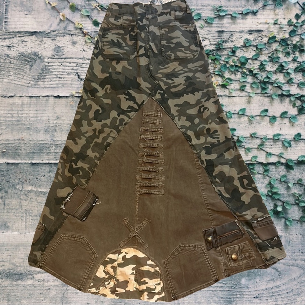 Kancan Upcycled Camouflage Patchwork Utility Maxi… - image 2